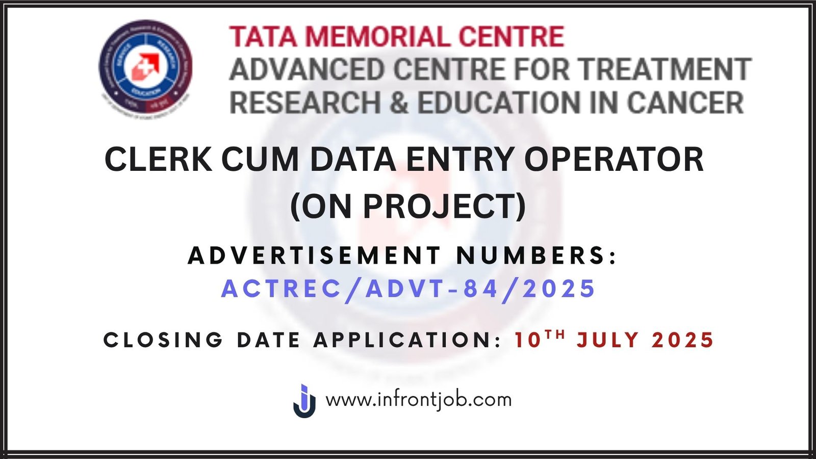ACTREC Recruitment 2025 – Clerk cum Data Entry Operator Walk-In Job
