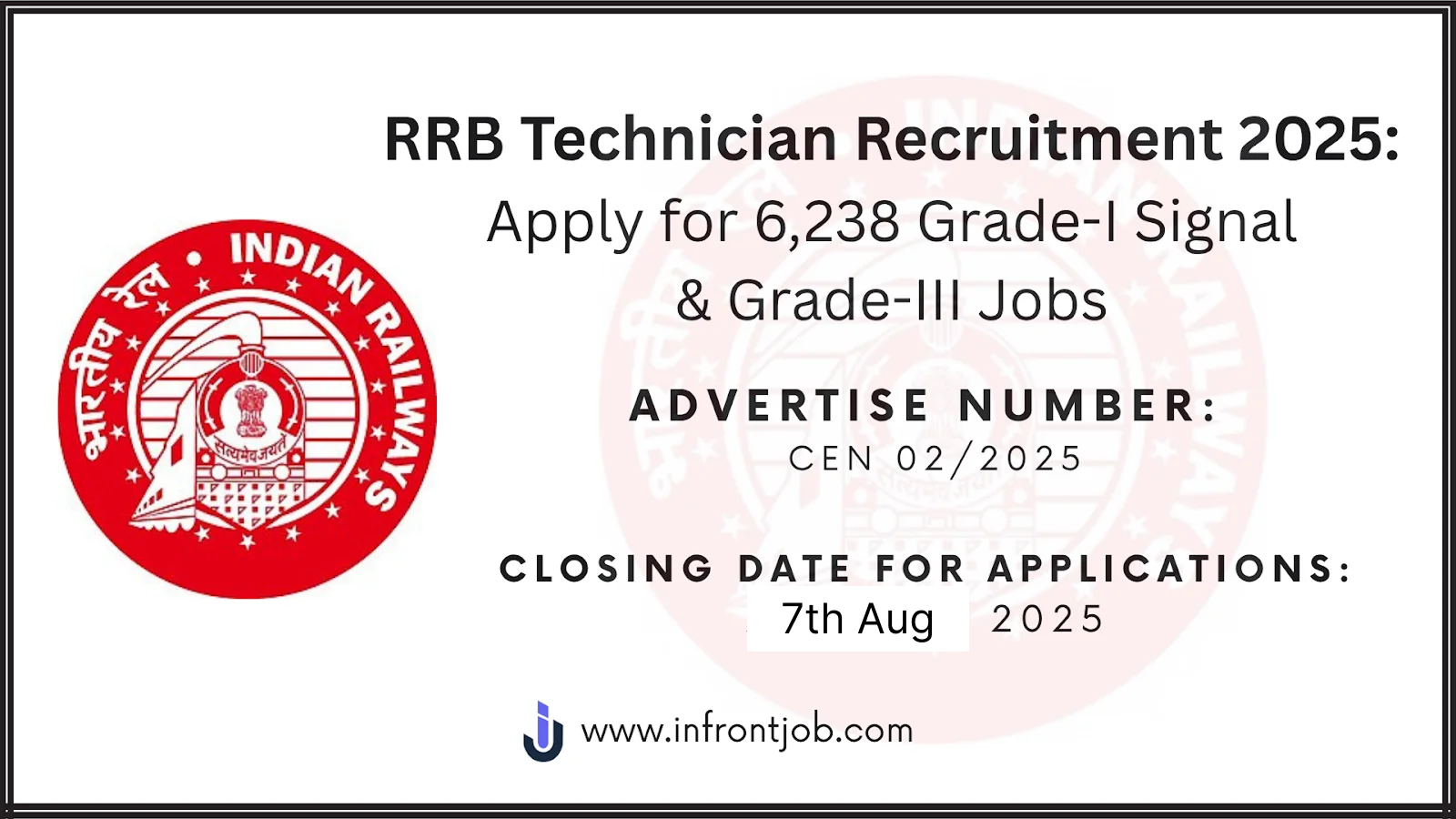 RRB Technician Recruitment 2025: Apply for 6,238 Grade-I Signal & Grade-III Jobs by 7th august (Updated)