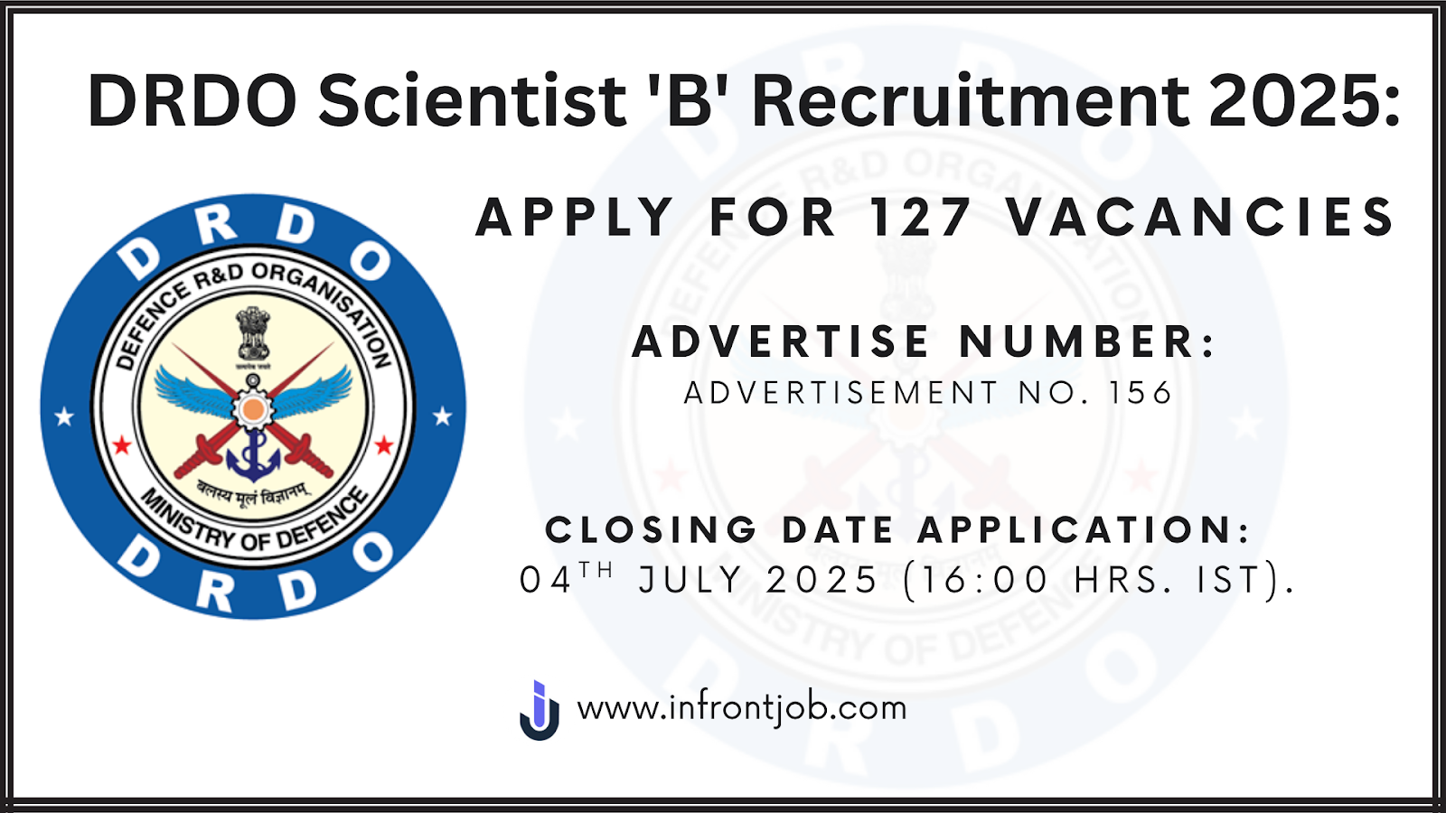 DRDO Scientist 'B' Recruitment 2025: Apply for 127 Vacancies