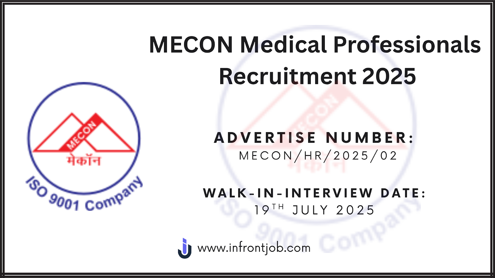 MECON Medical Jobs 2025 – Walk-in for 8 Specialist Posts