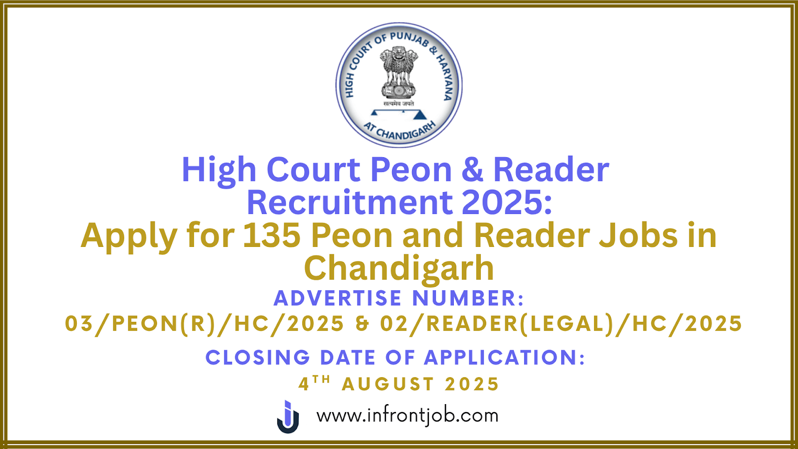 High Court Peon & Reader Recruitment 2025: 135 Vacancies