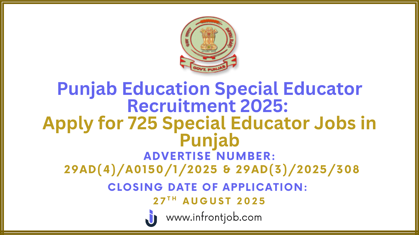 Punjab Special Educator Recruitment 2025 – 725 Posts