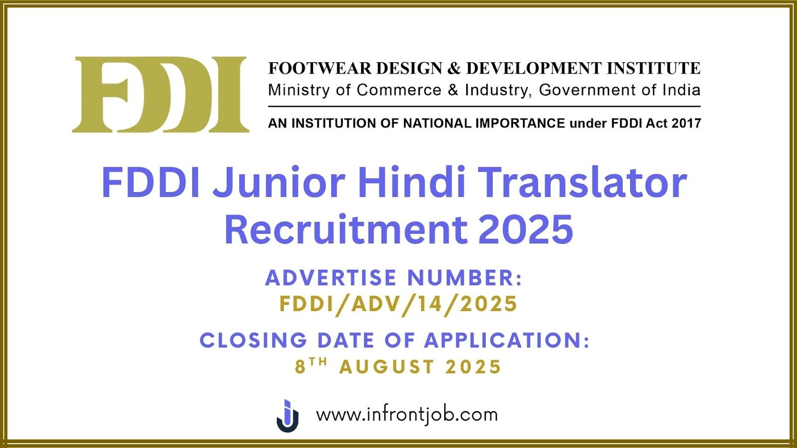 FDDI Recruitment 2025: Apply for 4 Junior Hindi Translator Posts