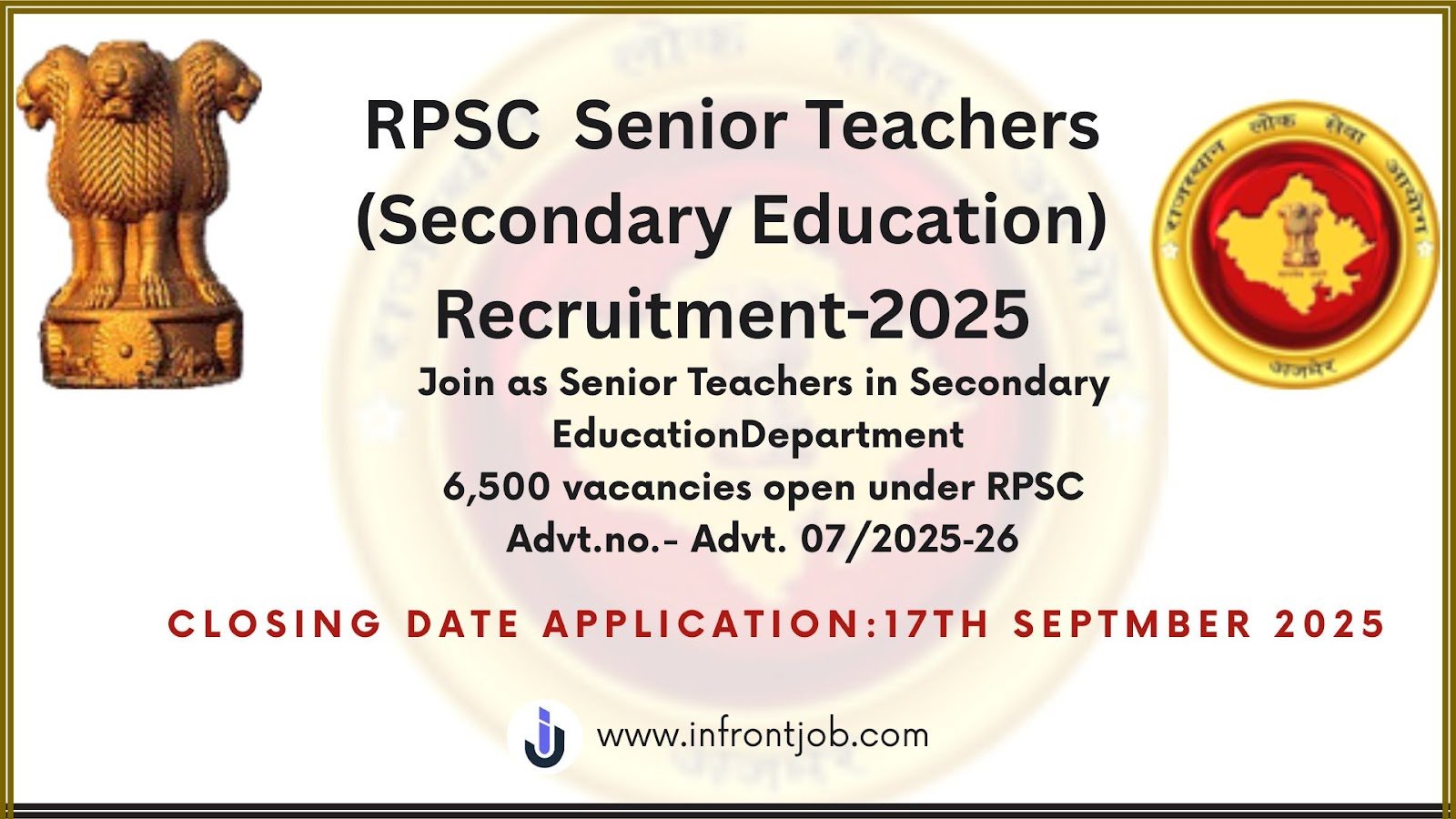 RPSC Senior Teacher Recruitment 2025: Apply Online for 6500 Posts
