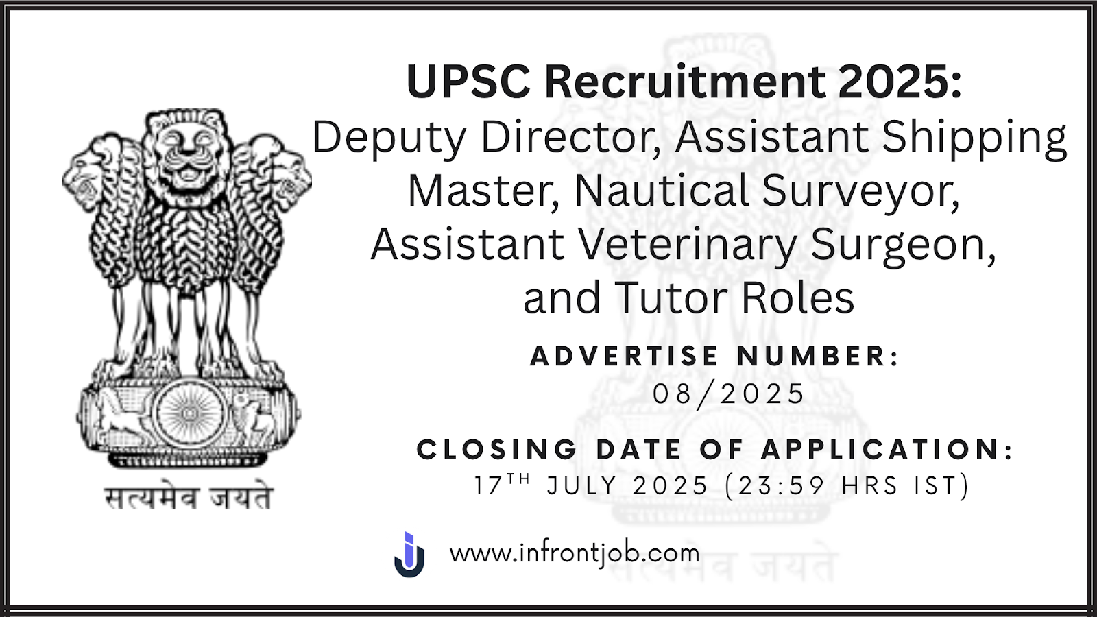 UPSC Jobs 2025: Deputy Director, Tutor, Veterinary Roles