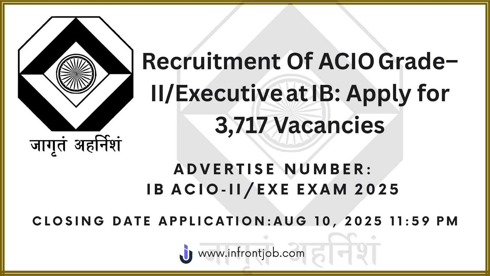 IB ACIO Recruitment 2025: Apply Online for 3,717 Executive Posts