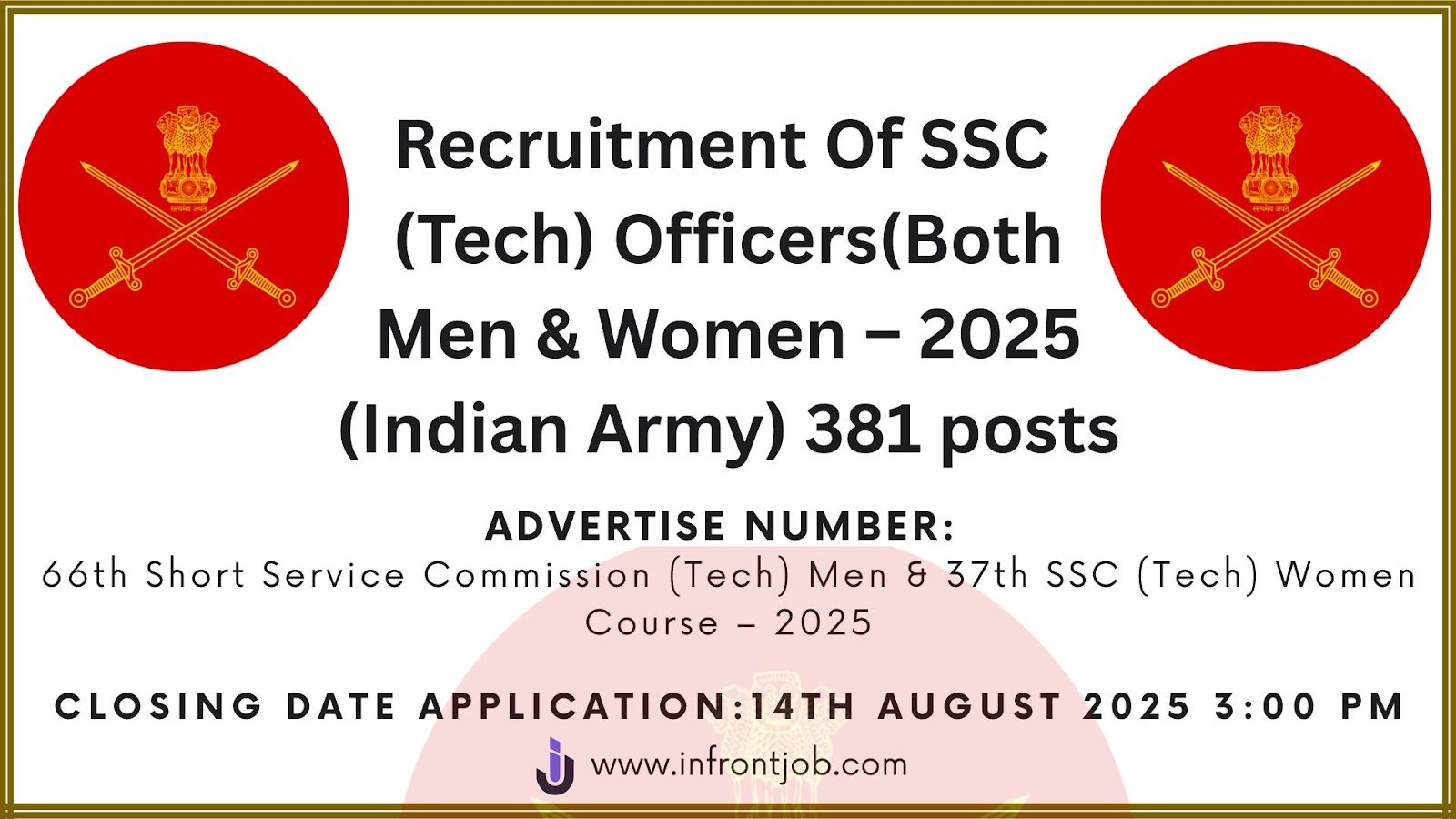 Indian Army SSC Tech Recruitment 2025: 381 Officer Posts