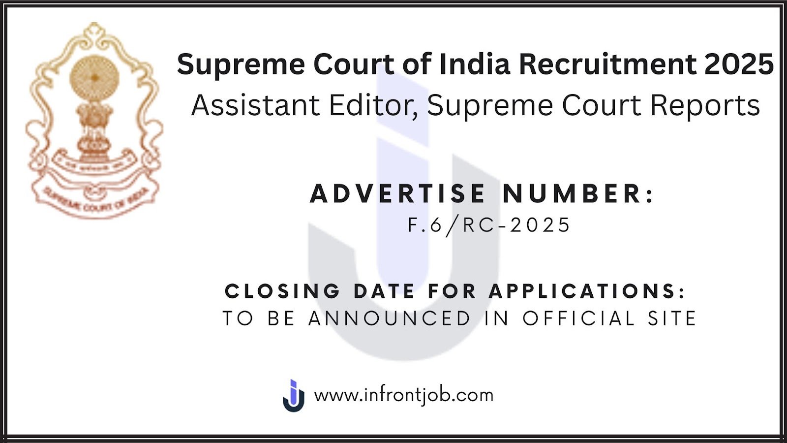 Supreme Court Recruitment 2025 – Assistant Editor Posts (5 Vacancies)
