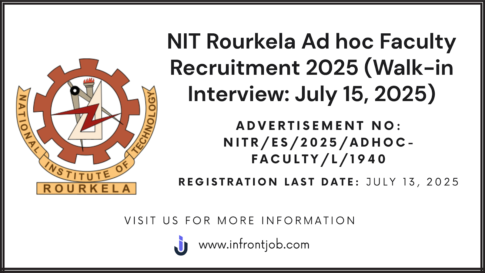 NIT Rourkela Ad hoc Faculty Walk-In 2025