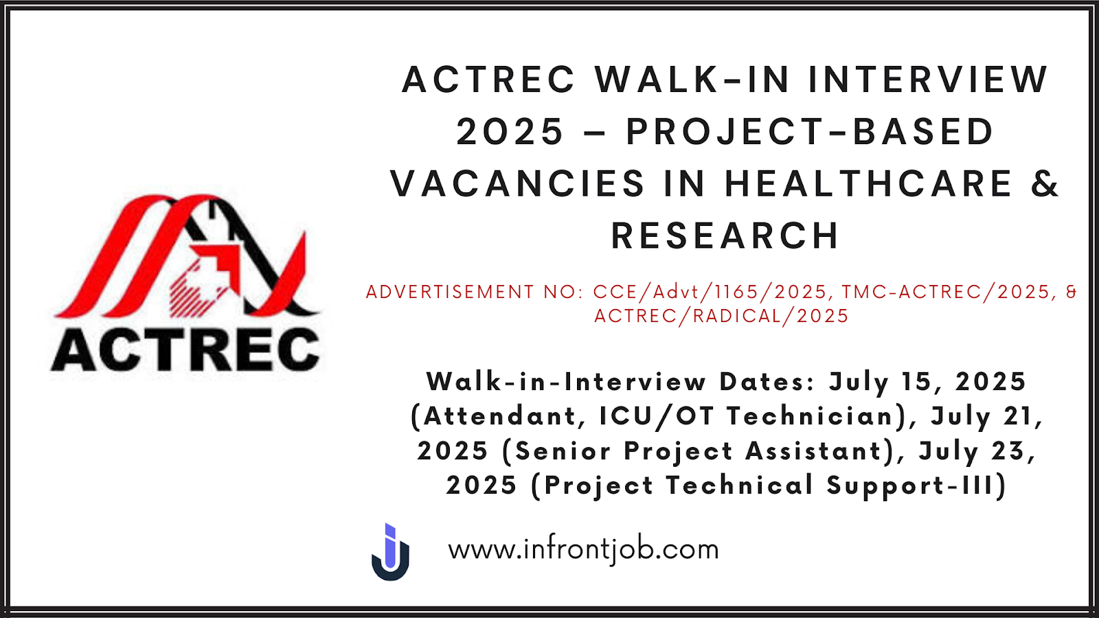 ACTREC Walk-In Interview 2025 – Project Jobs in Mumbai