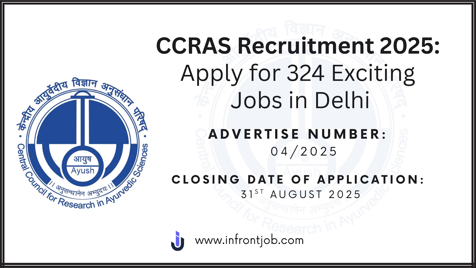 CCRAS Recruitment 2025 – Apply for 324 Govt Jobs in Delhi