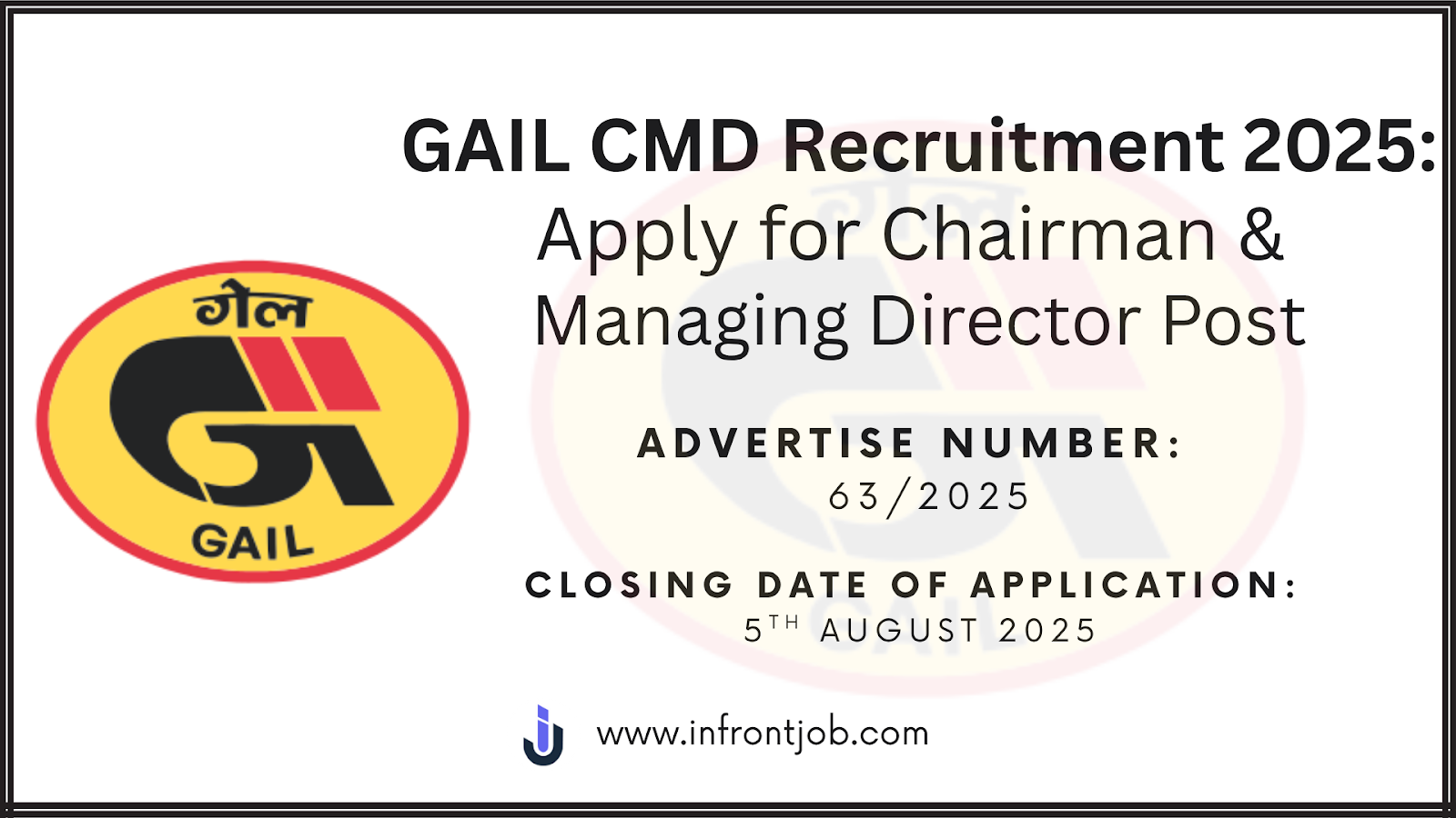 GAIL CMD Recruitment 2025 – Apply for Chairman Post