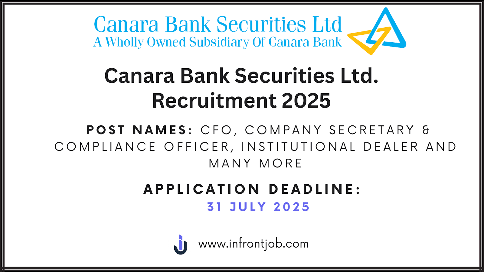 Canara Bank Securities Recruitment 2025 – 39 Posts