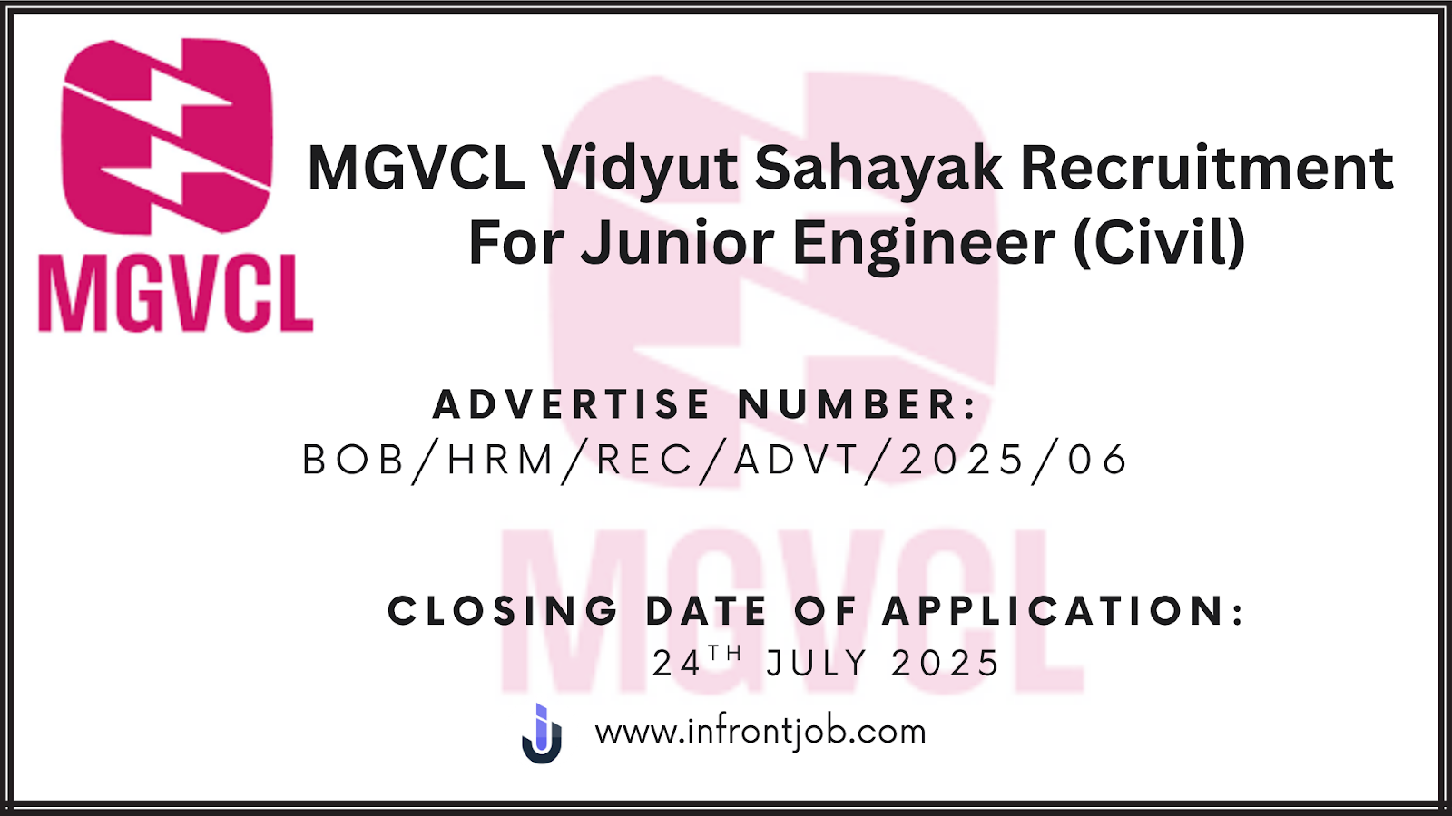 MGVCL Recruitment 2025 – 62 Junior Engineer Jobs