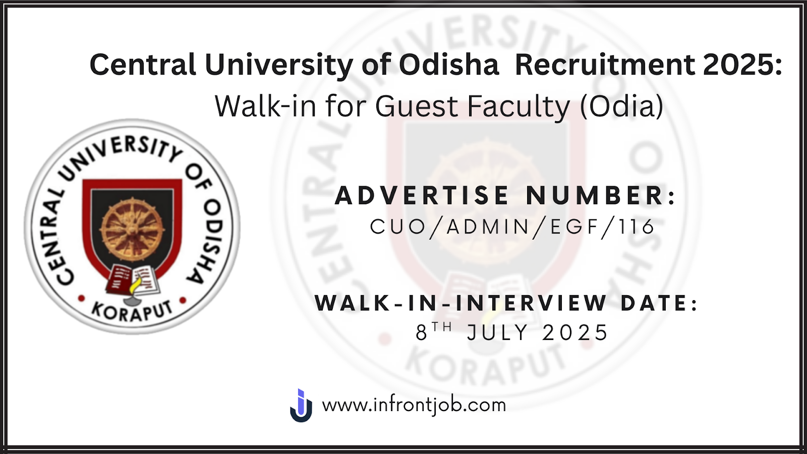 CUO - Central University of Odisha Guest Faculty Recruitment 2025