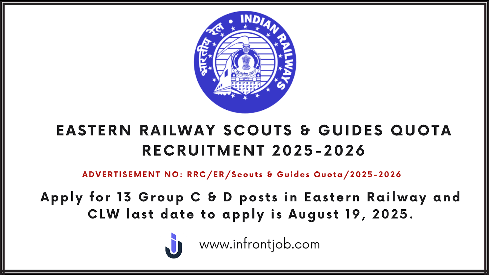 Eastern Railway Scouts & Guides Recruitment 2025: 13 Group C & D Posts