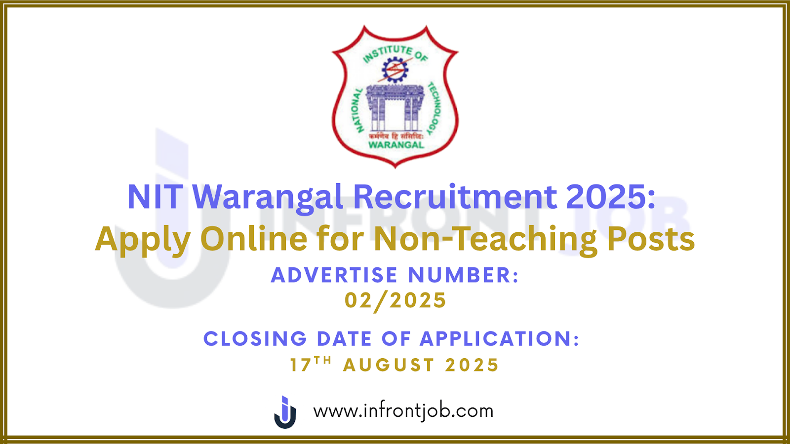 NIT Warangal – Apply Online for 13 Non-Teaching Posts