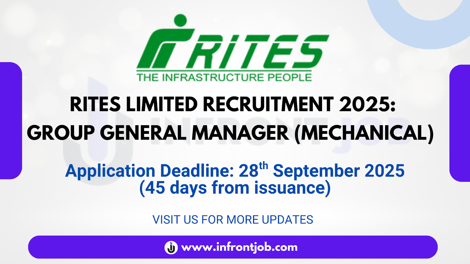RITES Group General Manager Recruitment 2025 – Apply for 3 Mechanical Posts