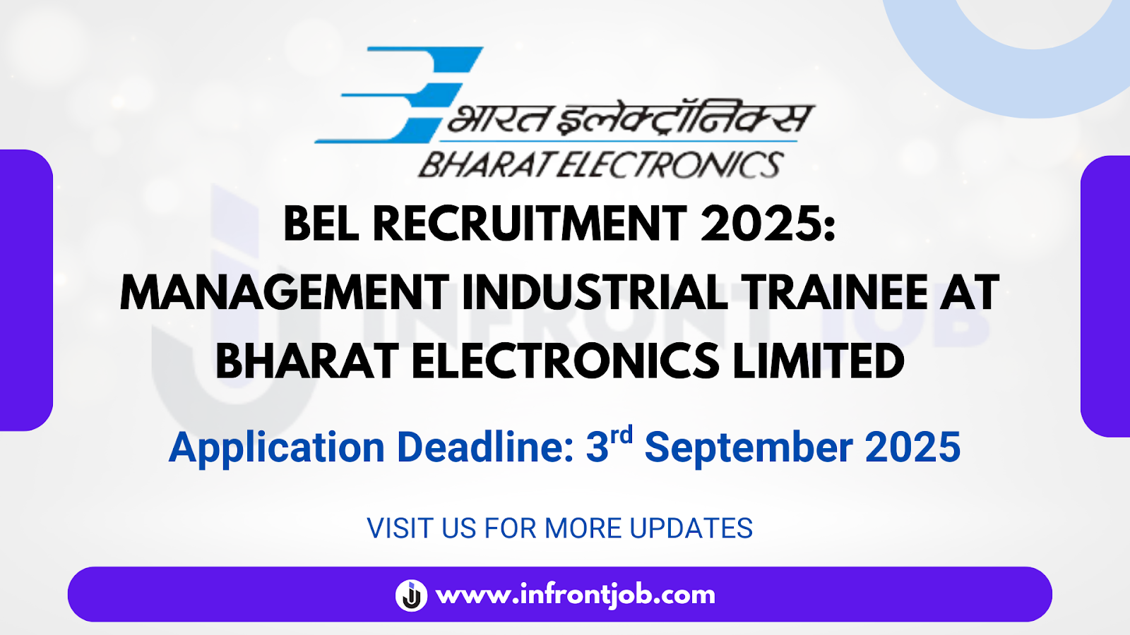 BEL Management Industrial Trainee Recruitment 2025 – Walk-in Interview on 3rd September
