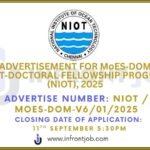 MoES-DOM Post-Doctoral Fellowship 2025 – 25 Research Positions under Deep Ocean Mission