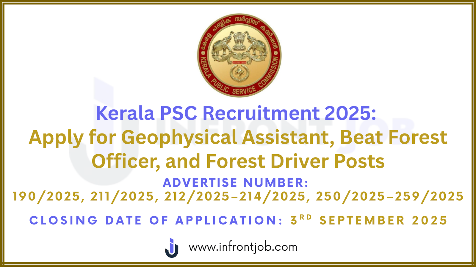 Kerala PSC Recruitment 2025 – Apply for Geophysical Assistant, Beat Forest Officer & Forest Driver Posts