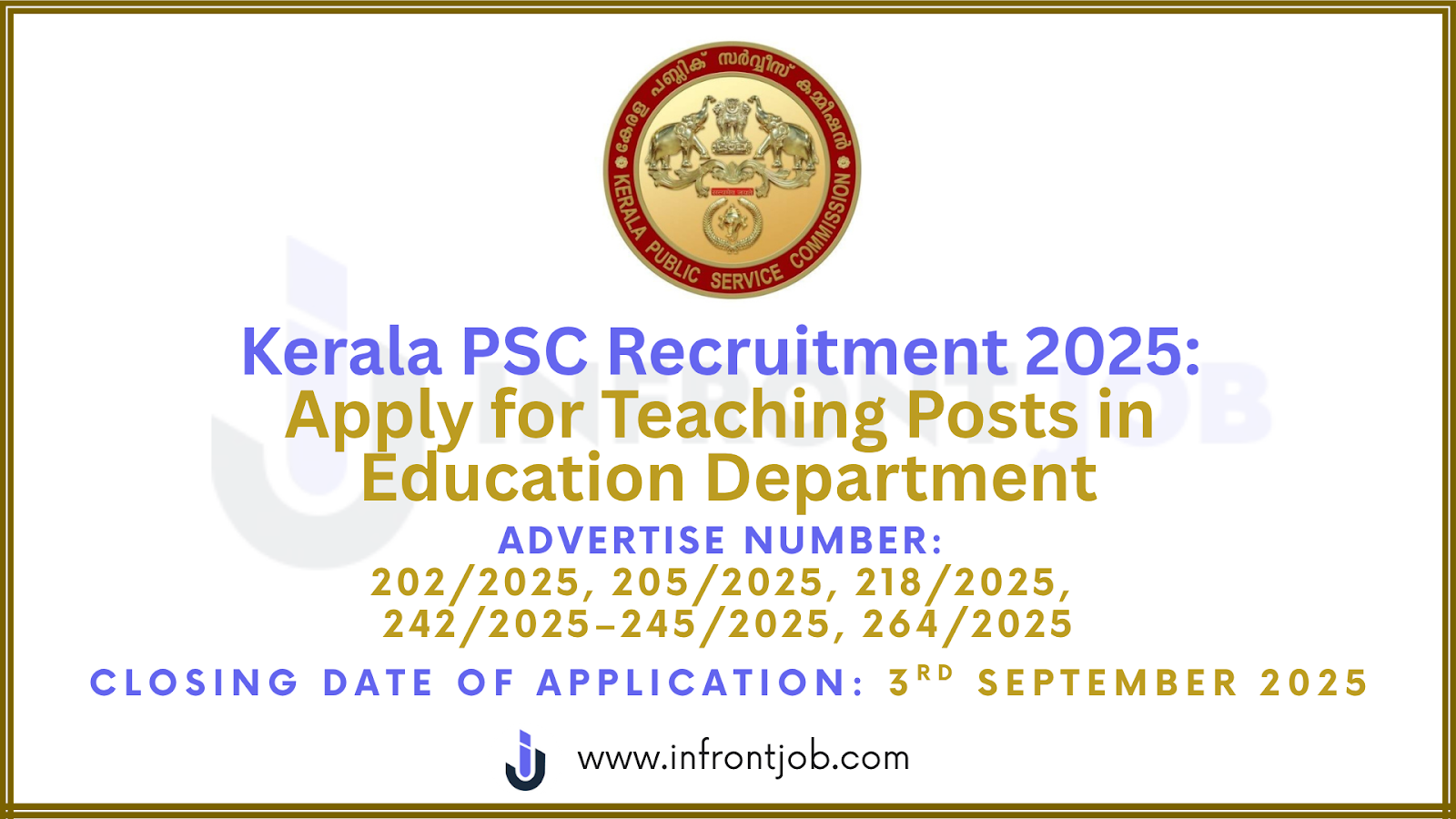 Kerala PSC Recruitment 2025: Apply for Pre-Primary, Physical Education & Junior Language Teacher Posts