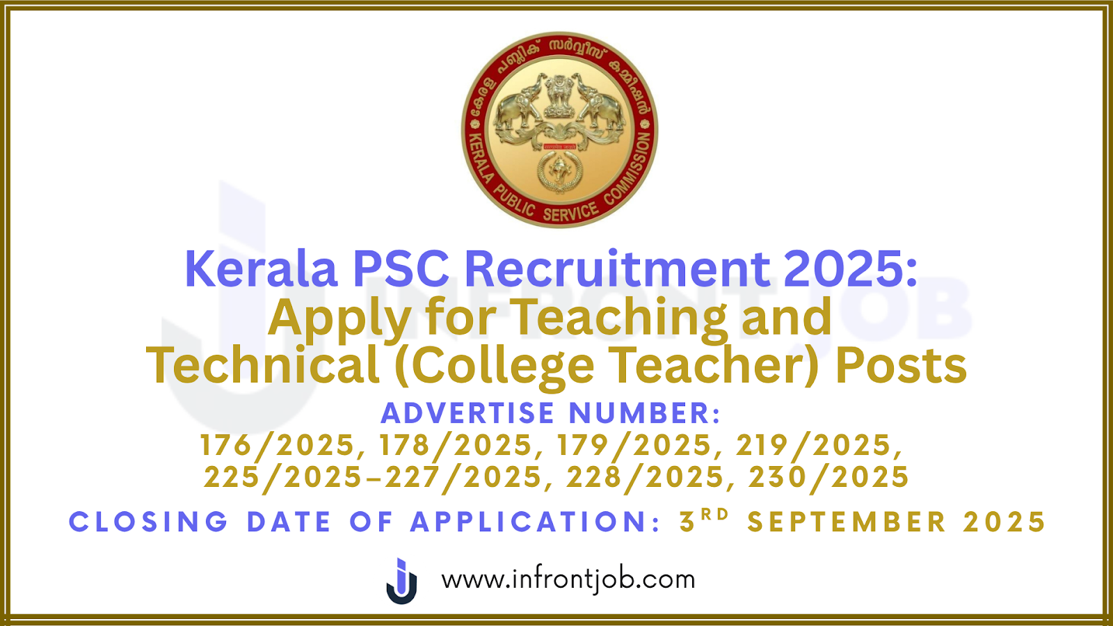 Kerala PSC Recruitment 2025: Professor, Non-Vocational & Higher Secondary School Teacher Posts