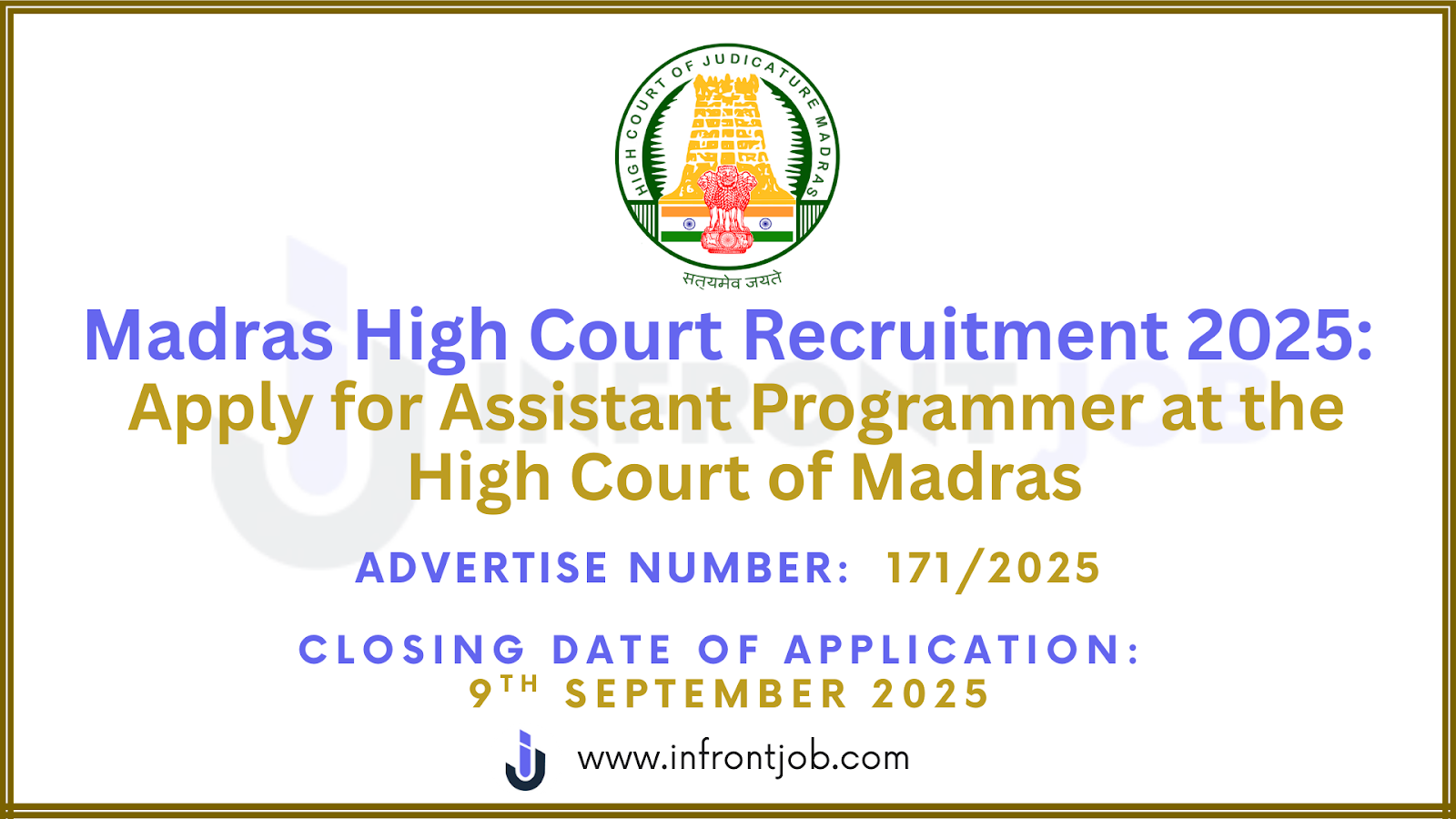 High Court of Madras Assistant Programmer Recruitment 2025 – 41 Vacancies, Apply Online