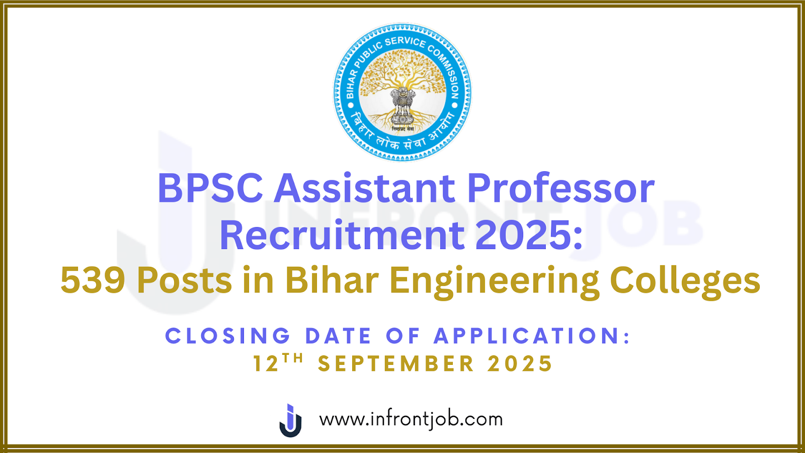 BPSC Assistant Professor Recruitment 2025 – 539 Engineering College Vacancies
