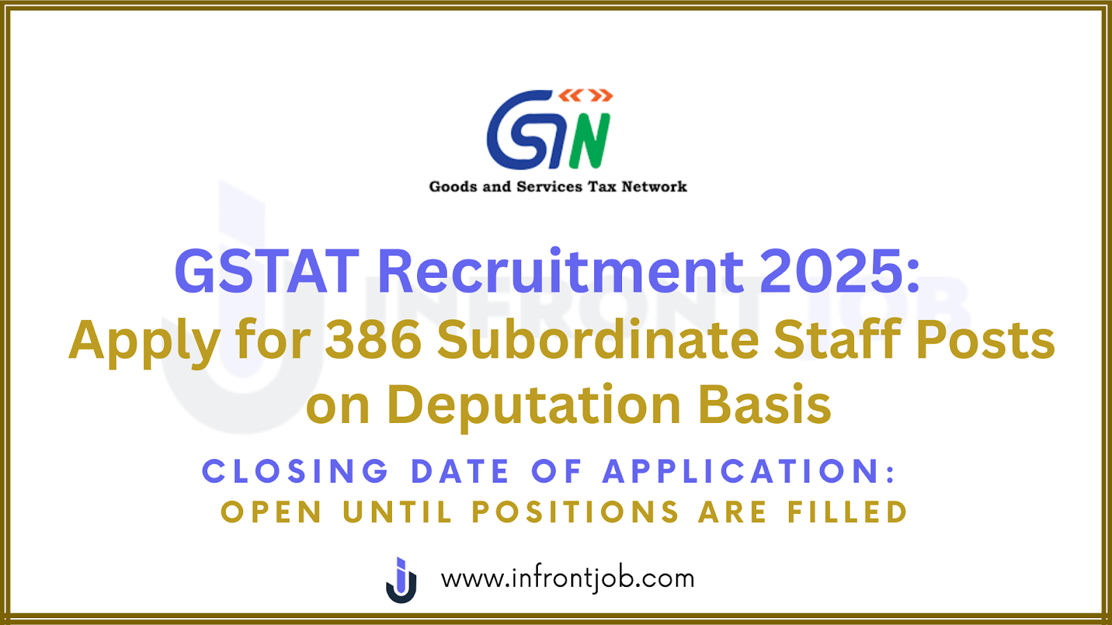 GSTAT Recruitment 2025: 386 Staff Posts Deputation
