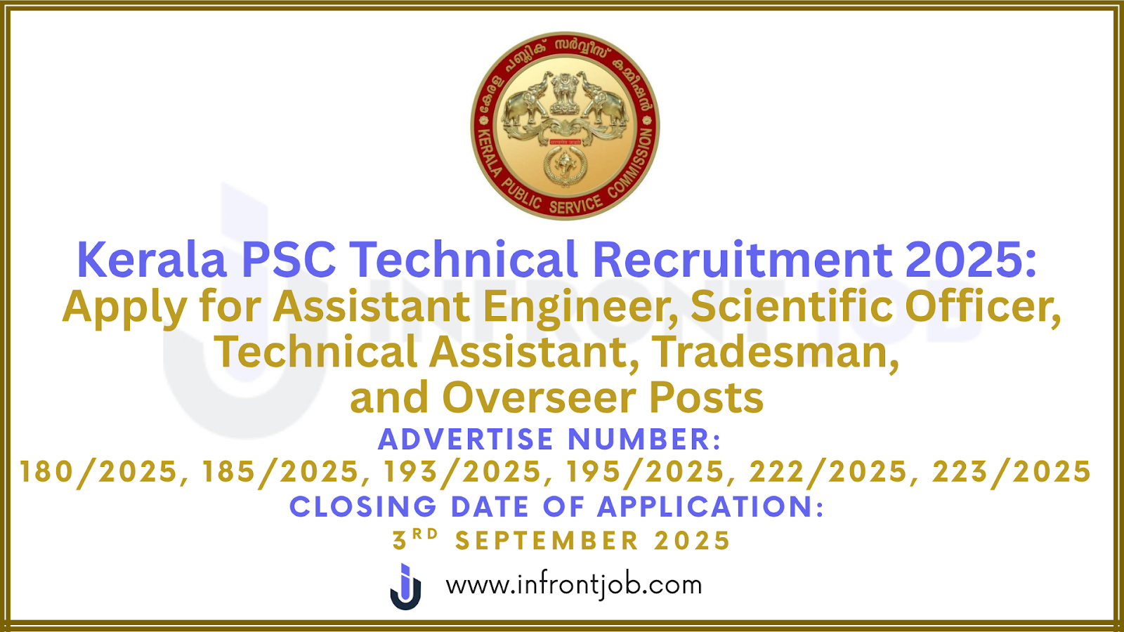 Kerala PSC Technical Recruitment 2025 – Apply for AE, SO, Tradesman, Overseer Posts