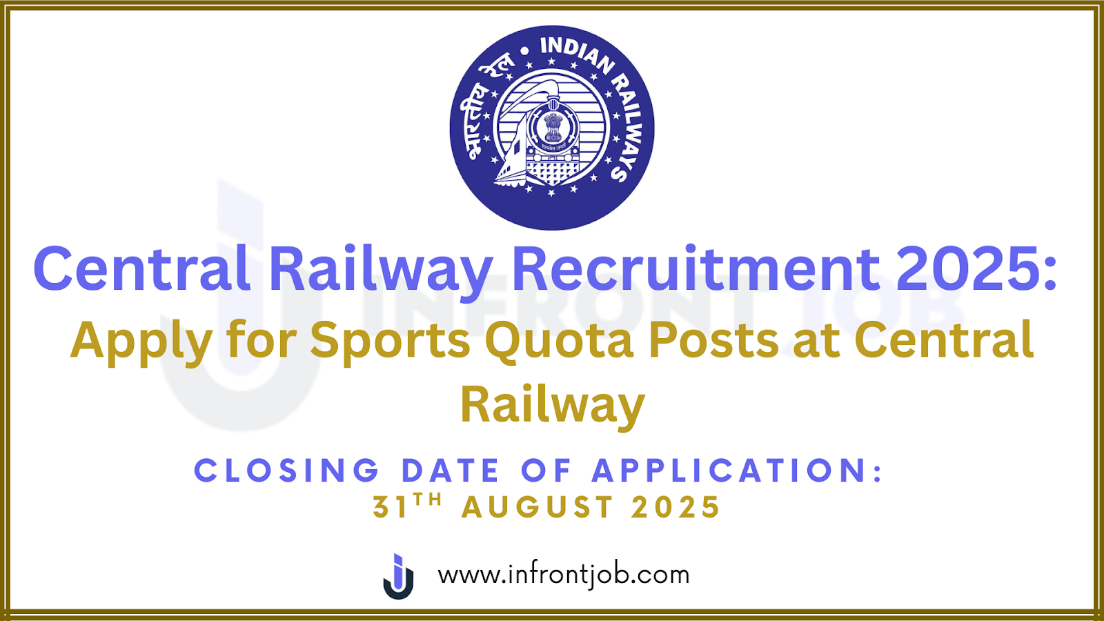 Central Railway Recruitment 2025: 59 Sports Quota Posts