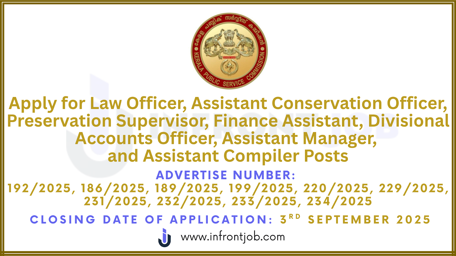 Kerala PSC Recruitment 2025 – Apply for Law Officer, Compiler, Manager & More