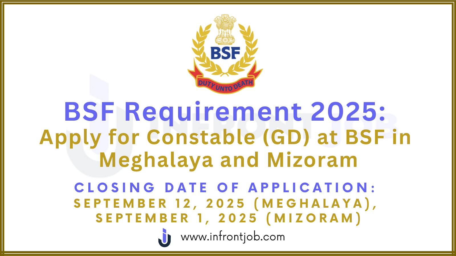 BSF Constable GD Recruitment 2025 – 600 ST Vacancies