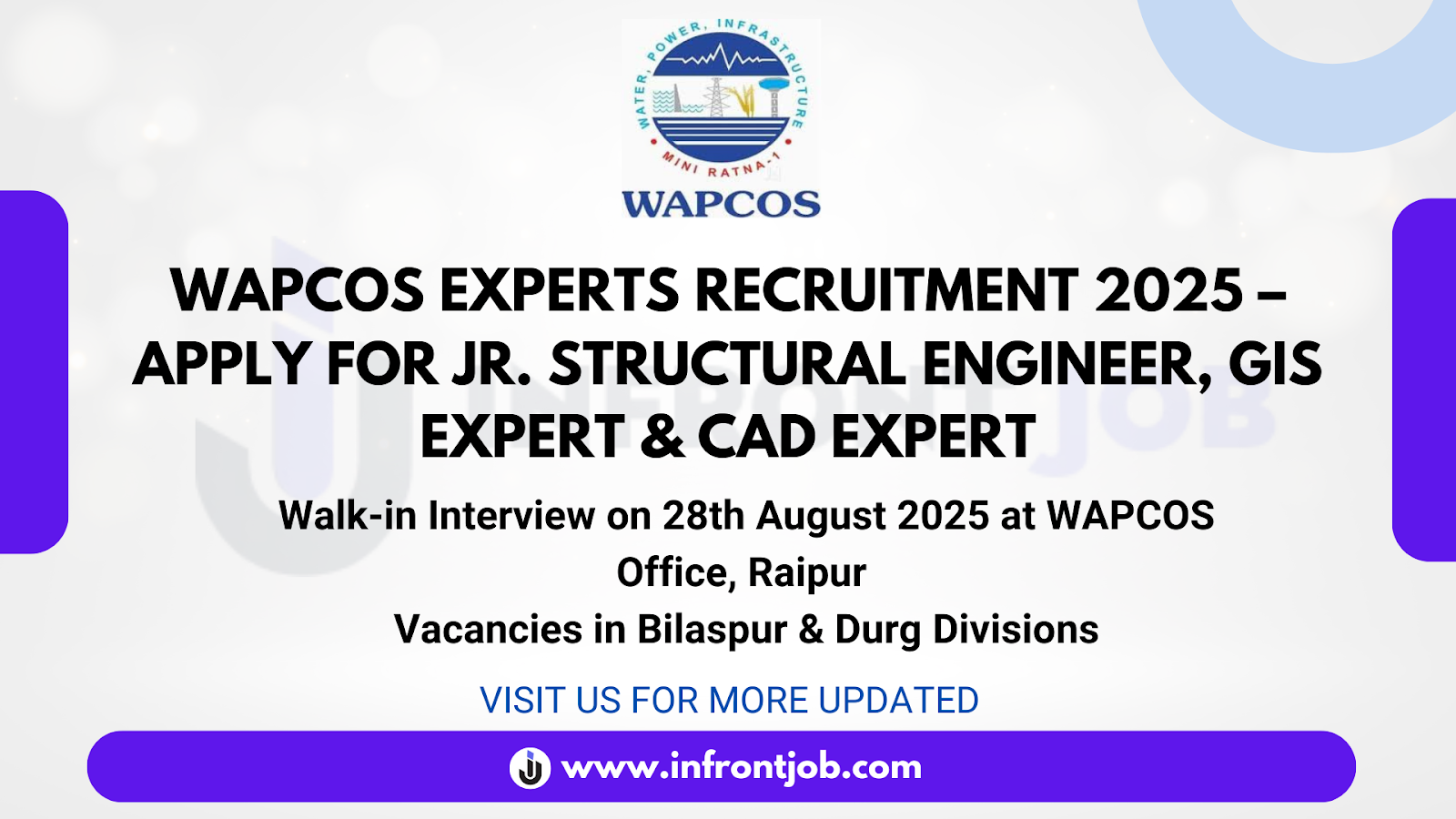 WAPCOS Experts Recruitment 2025 – Apply for 6 Jr. Engineer, GIS & CAD Posts