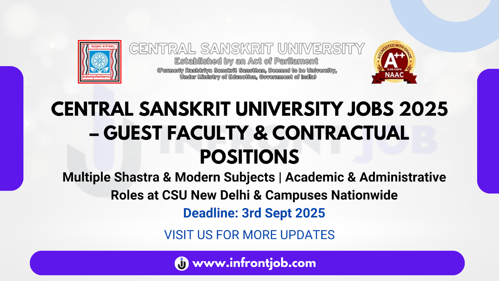Central Sanskrit University Recruitment 2025 – Apply for 36 Guest Faculty & Contractual Posts