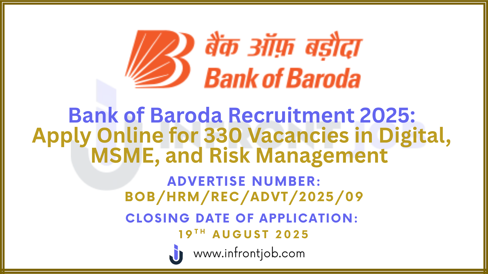 Bank of Baroda Recruitment 2025 – Apply Online for 330 Digital, MSME, Risk Posts