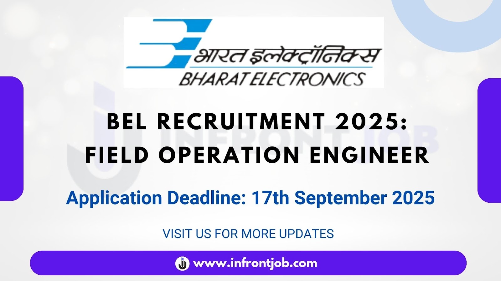 BEL Field Operation Engineer Project Trainee Engineer Recruitment 2025 – Apply Now