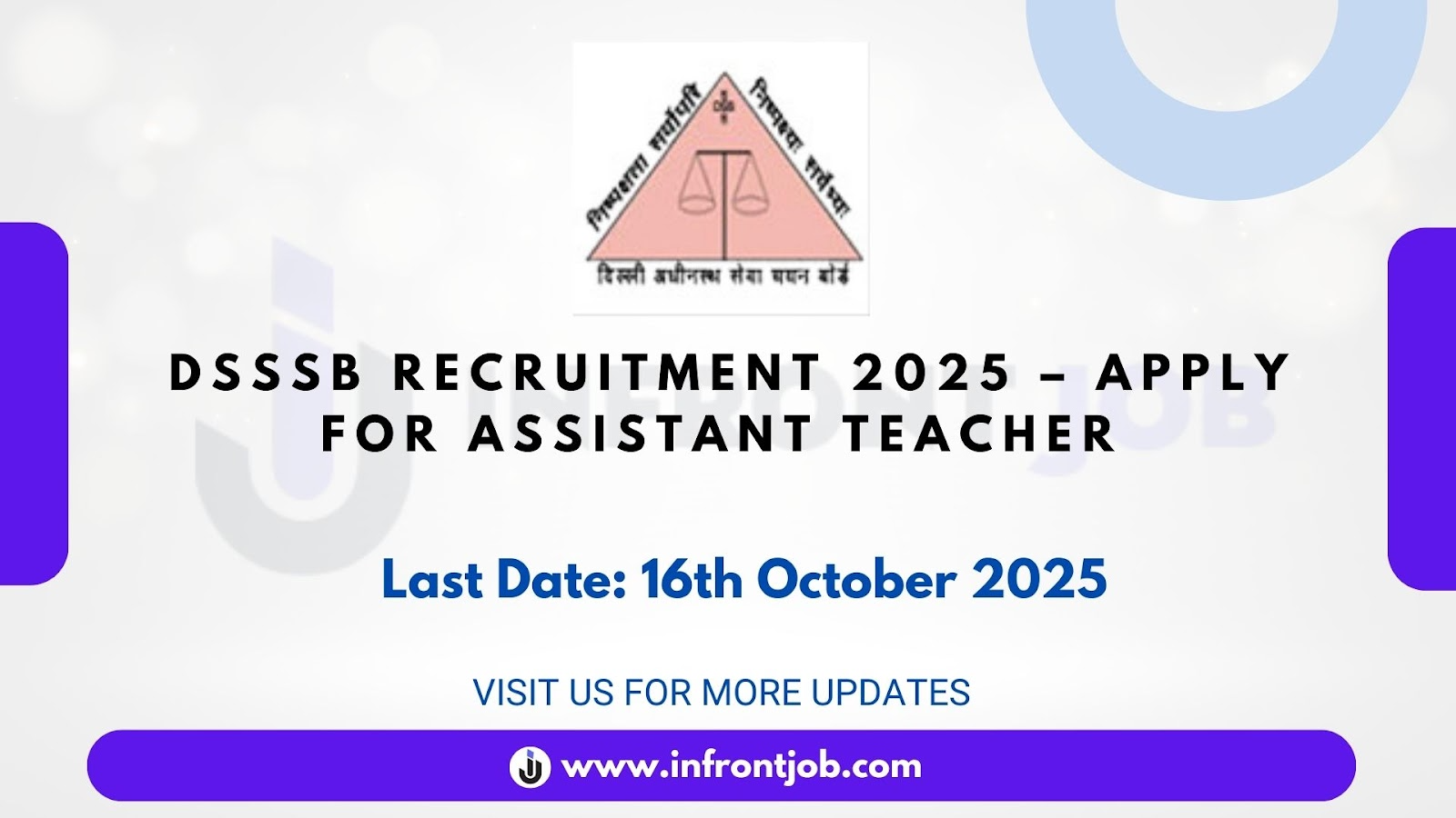 DSSSB Assistant Teacher Primary Recruitment 2025 – 1180 Vacancies