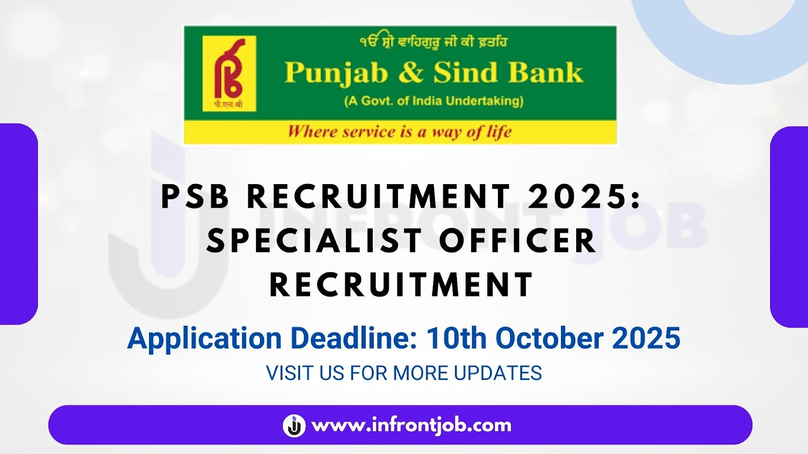 Punjab and Sind Bank Specialist Officer Recruitment 2025 – 190 Vacancies