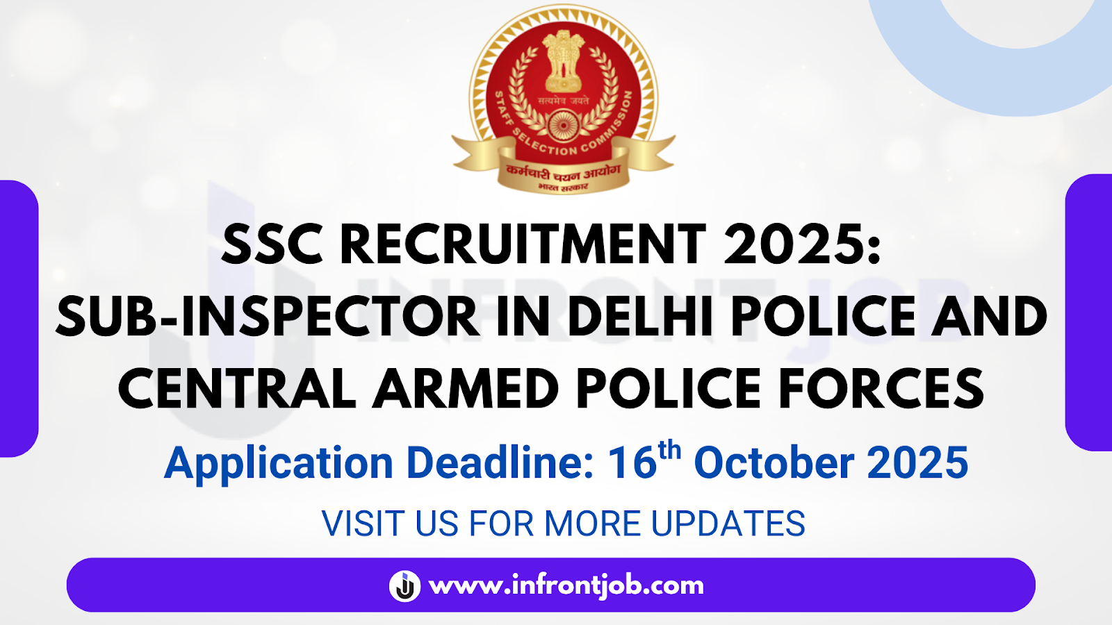 SSC Sub-Inspector Delhi Police CAPF Recruitment 2025 – 3073 Vacancies