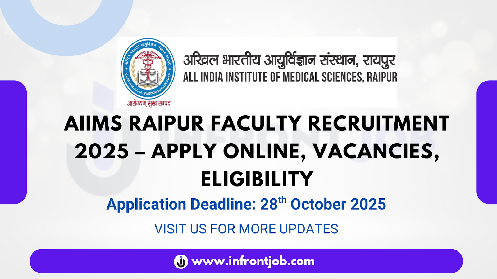 AIIMS Raipur Faculty Recruitment 2025 – 110 Vacancies
