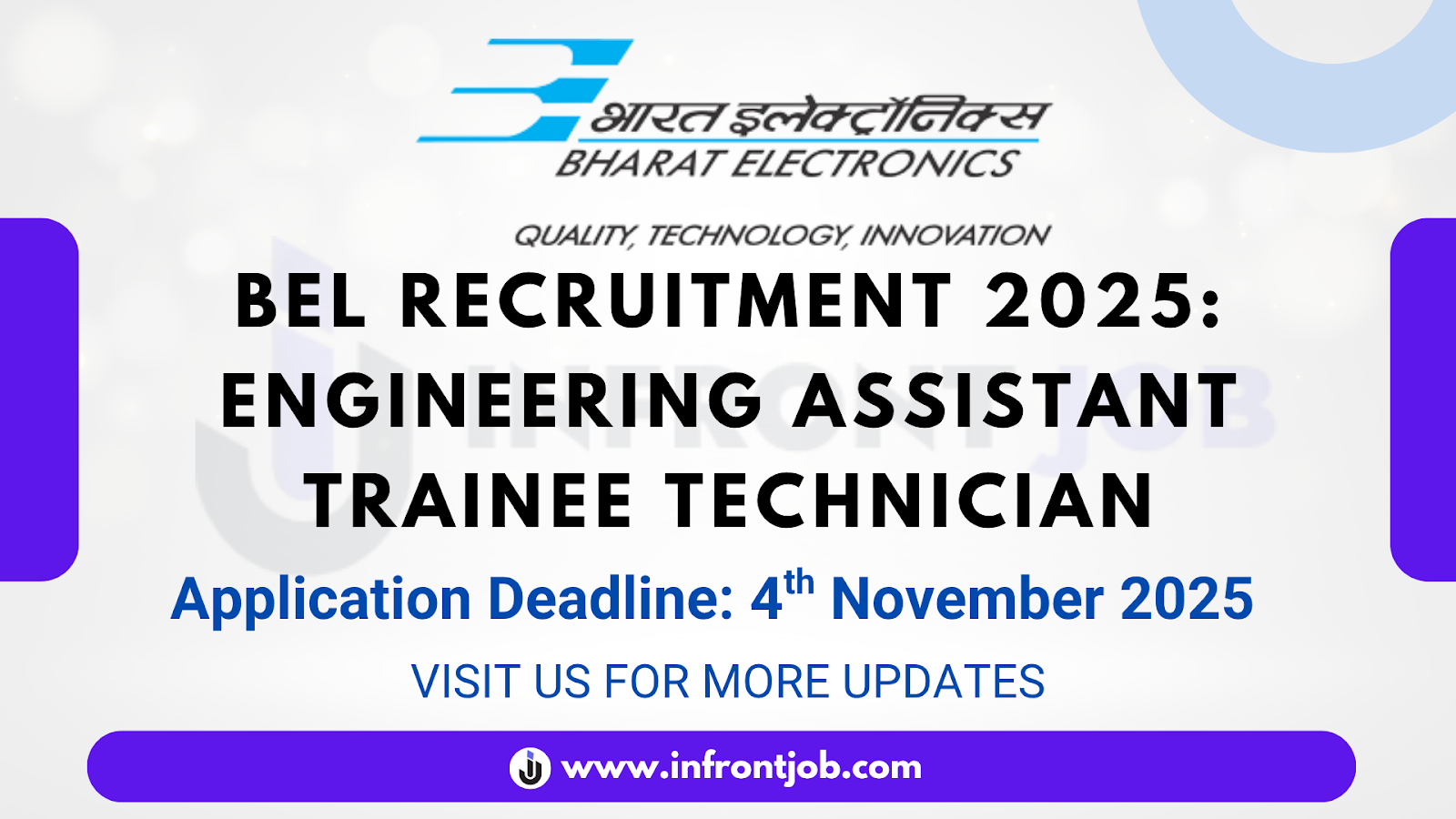 BEL Engineering Assistant Trainee Technician Recruitment 2025 – 162 Vacancies