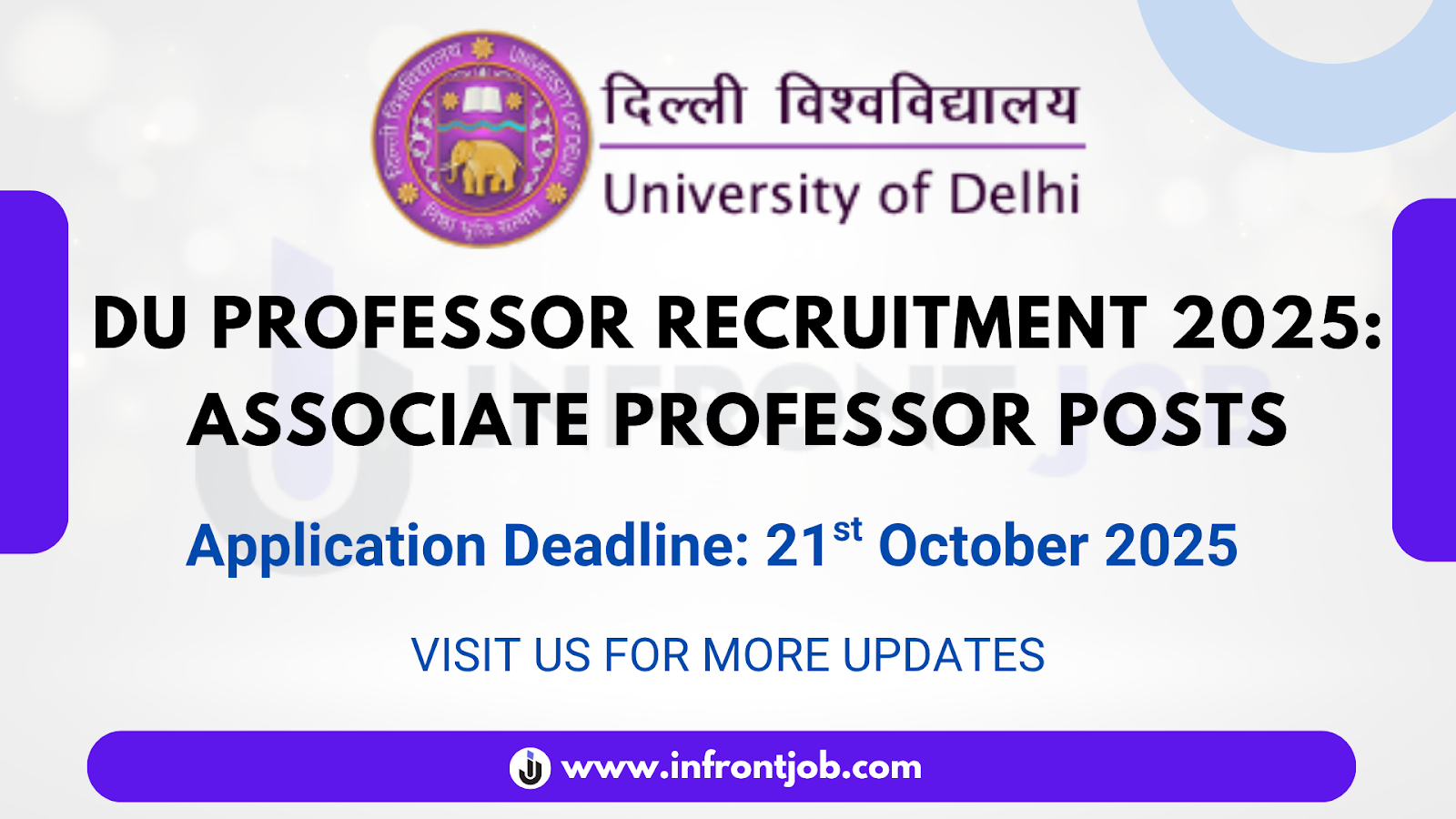 University of Delhi Associate Professor Professor Recruitment 2025 – 56 Vacancies