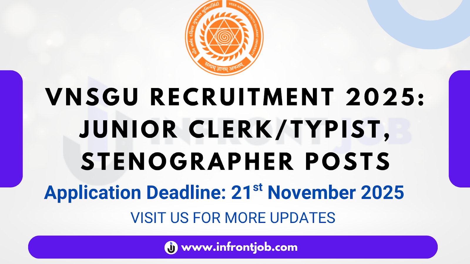 VNSGU Junior Clerk Stenographer Recruitment 2025 – Apply Online