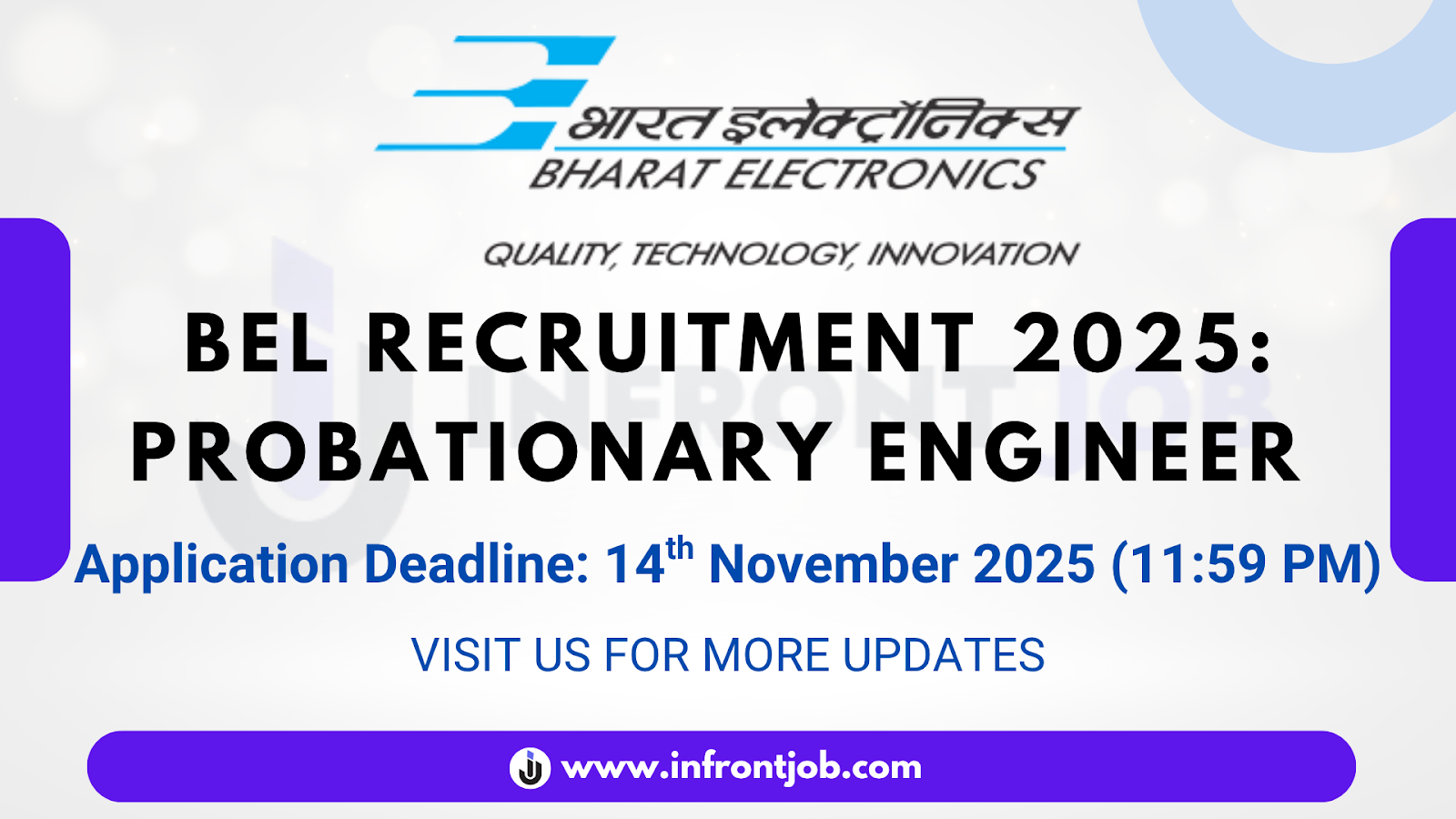 BEL Probationary Engineer Recruitment 2025 – 340 Vacancies