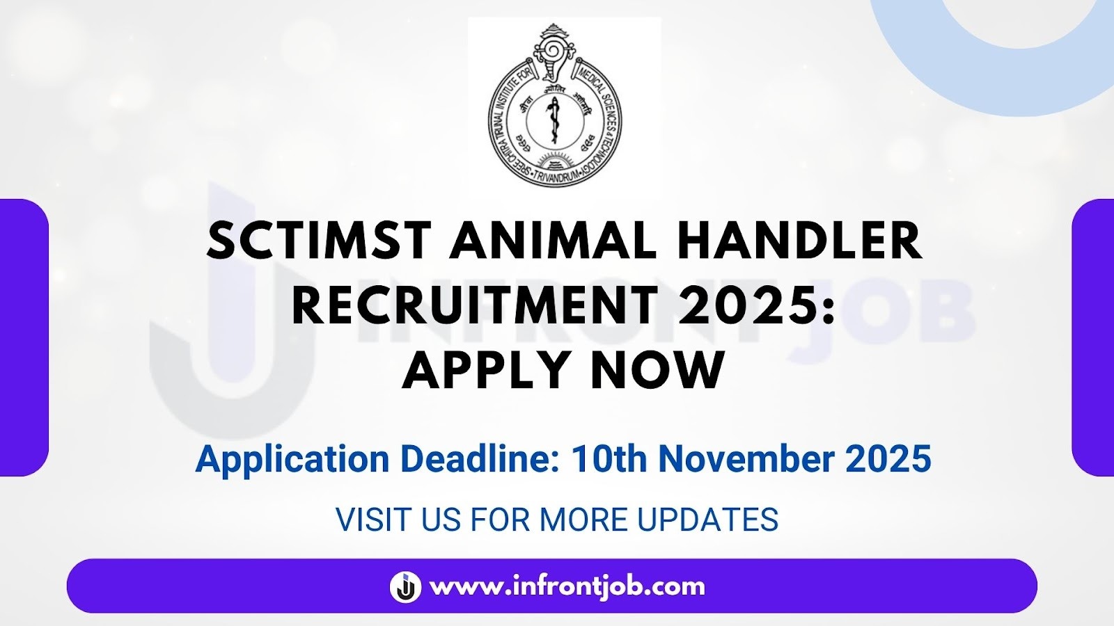 SCTIMST Animal Handler Recruitment 2025 – Apply Online