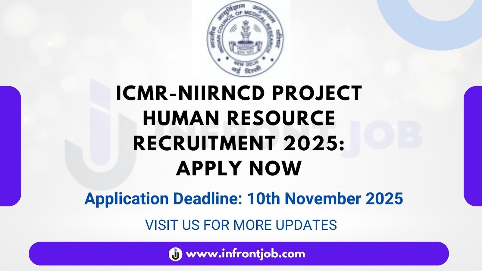 ICMR-NIIRNCD Project Human Resource Recruitment 2025 – Apply Online