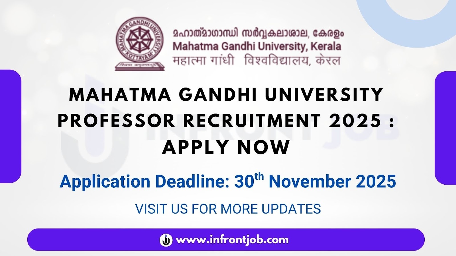 Mahatma Gandhi University Professor Recruitment 2025 – Apply Online