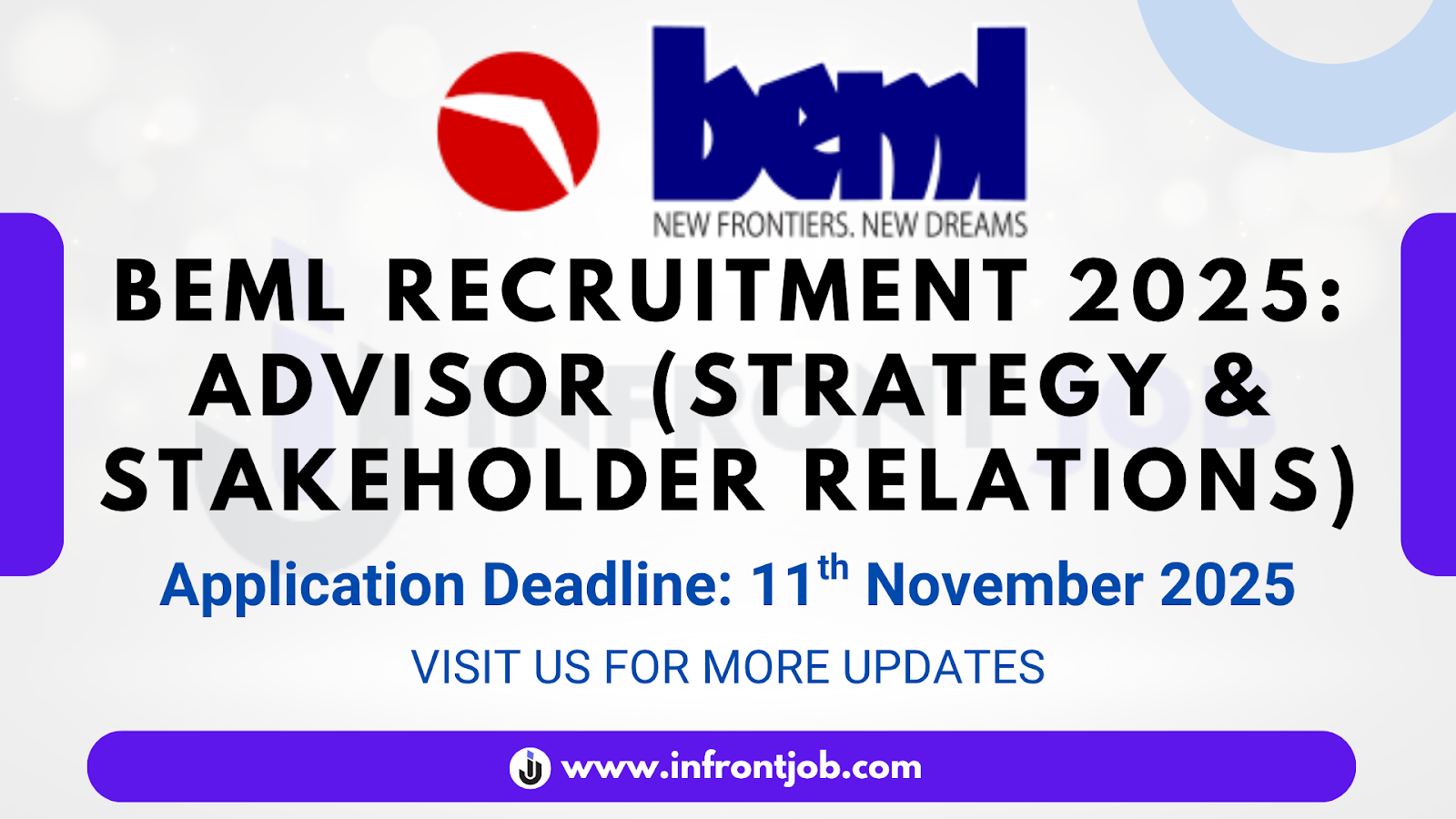 BEML Advisor (Strategy & Stakeholder Relations) Recruitment 2025